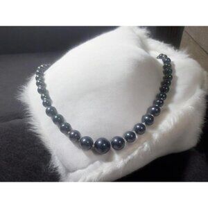 Black Pearl Necklace, Natural Fresh Water Pearl Bead Necklace, Genuine Classic